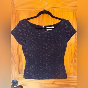 Nicole Miller Artelier zip back metallic stretch top medium black/silver